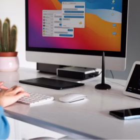 Scrivania con dispositivi